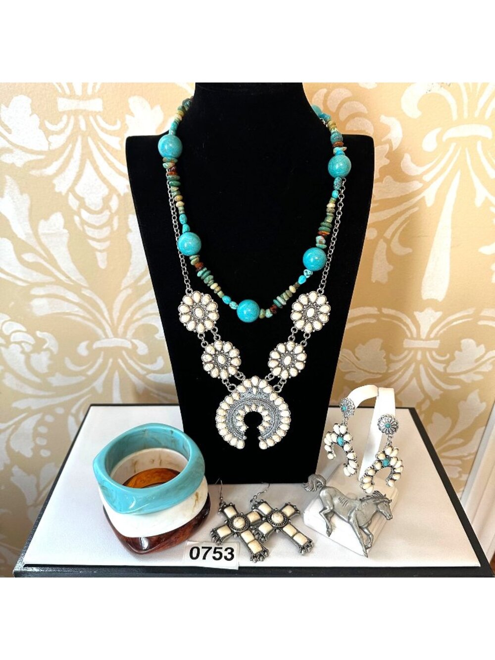 Jewelry Lot Vintage Modern Costume Squash Blossom Necklace Bracelets Earrings